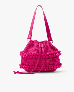 New Cuplé Bandolera Bolas Rafia Fucsia