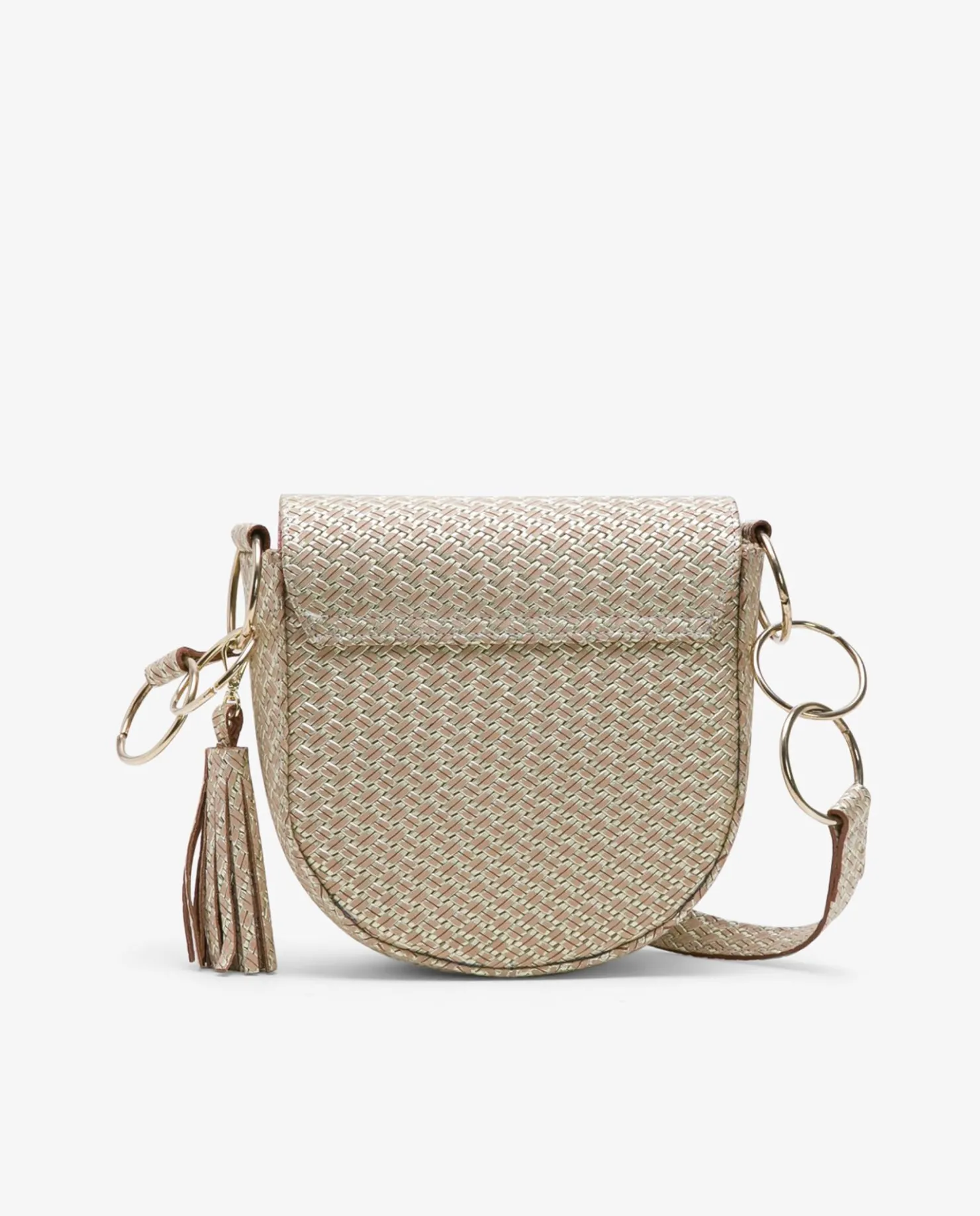 Sale Cuplé Bolso Bandolera Borlas Piel Trenzada Oro