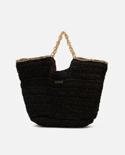 Online Cuplé Bolso Capazo Rafia Negro