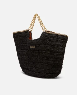 Online Cuplé Bolso Capazo Rafia Negro
