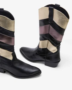 Sale Cuplé Bota Cow Multi Napa Negro