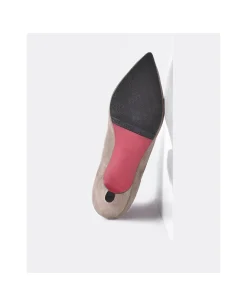 Online Cuplé Botin Licra Tacón Bajo Ultrasuede Strech Taupe