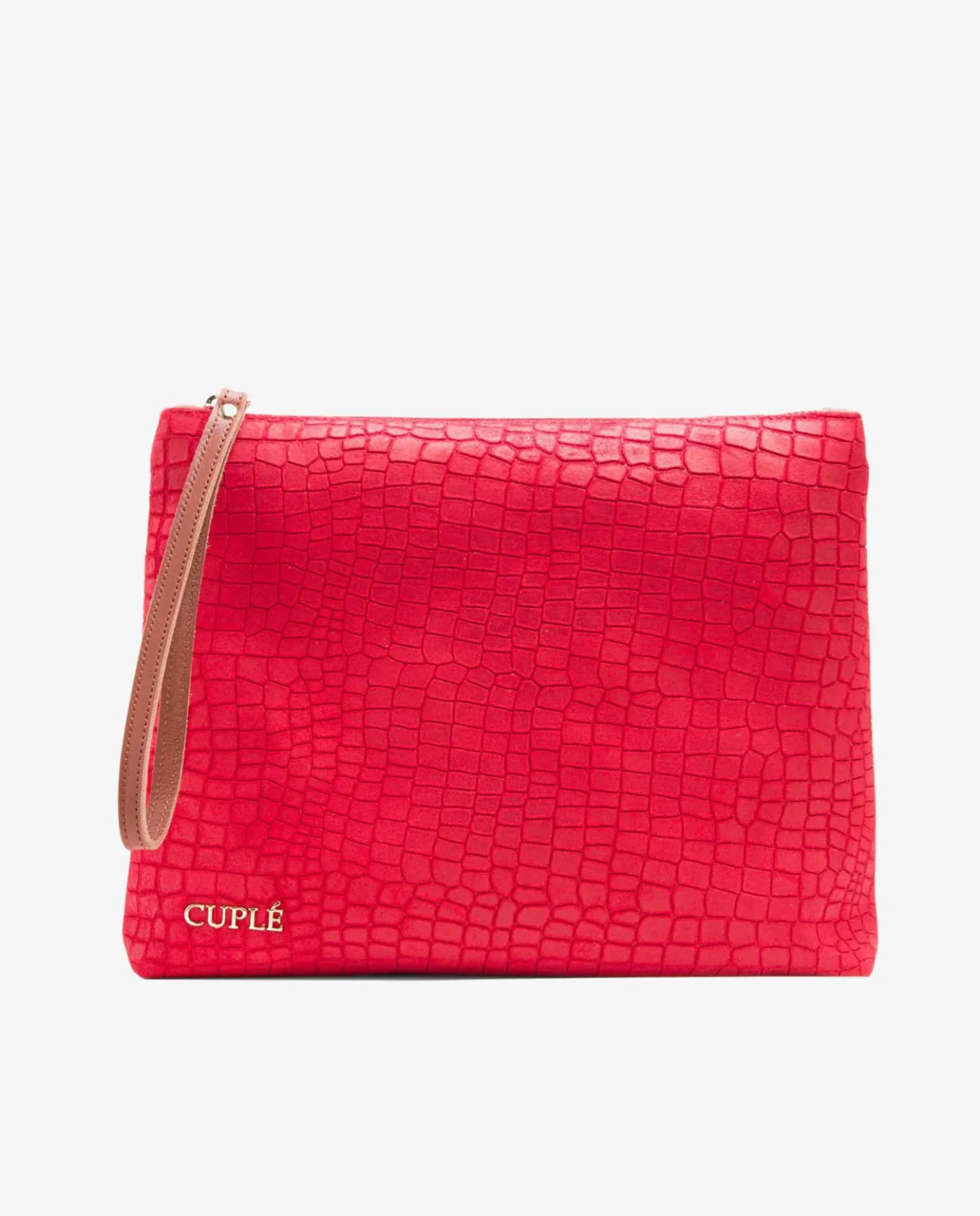 Cuplé Cartera Mano Mediana Serraje Coco Rojo