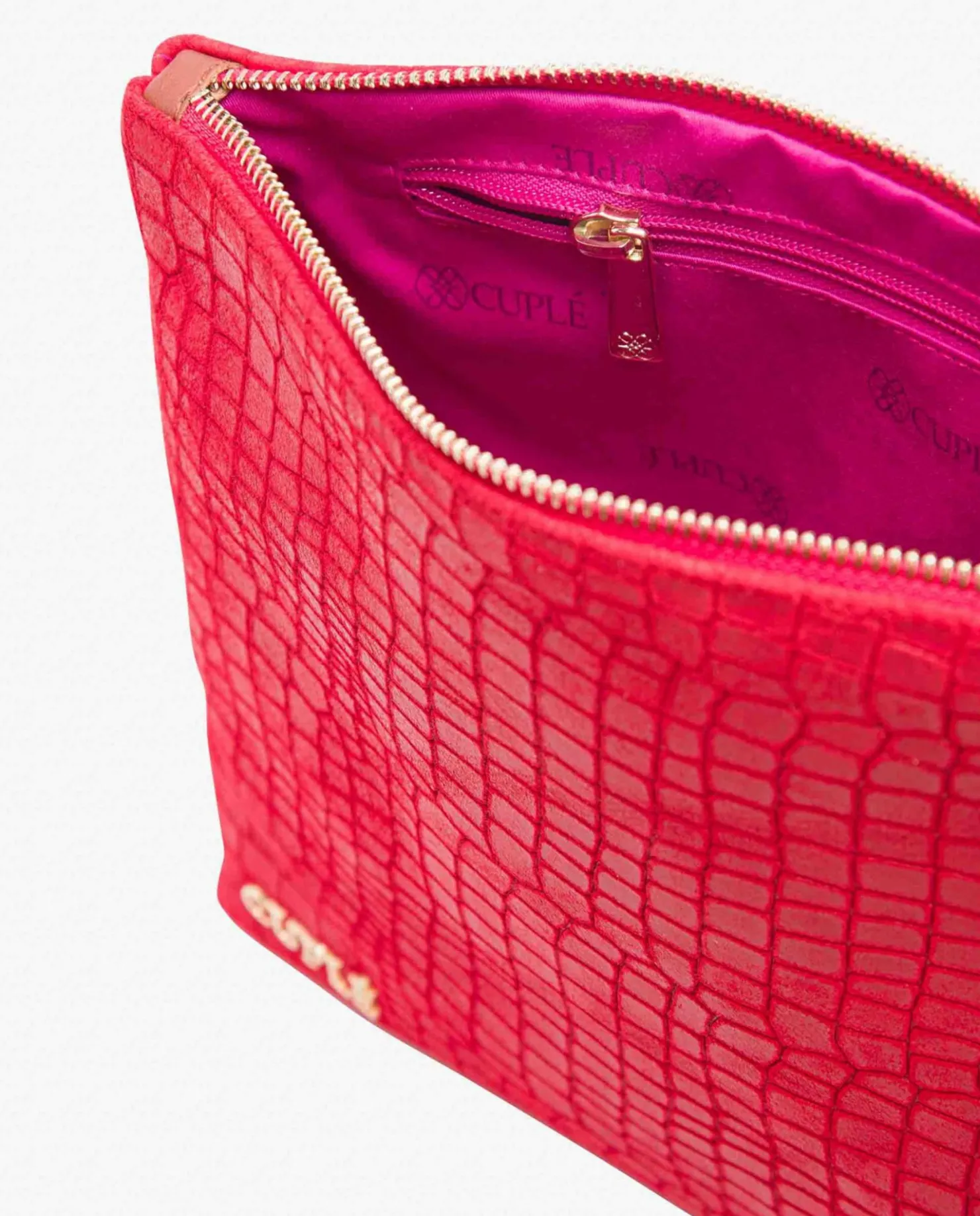 Cuplé Cartera Mano Mediana Serraje Coco Rojo