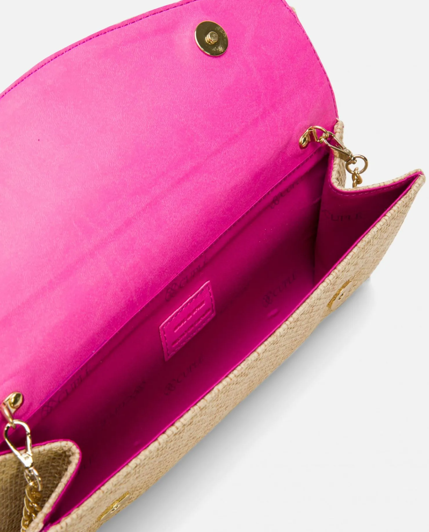 Cuplé Cartera Mano Solapa Textil Beig