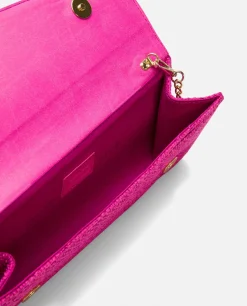 Best Cuplé Cartera Mano Solapa Textil Fucsia