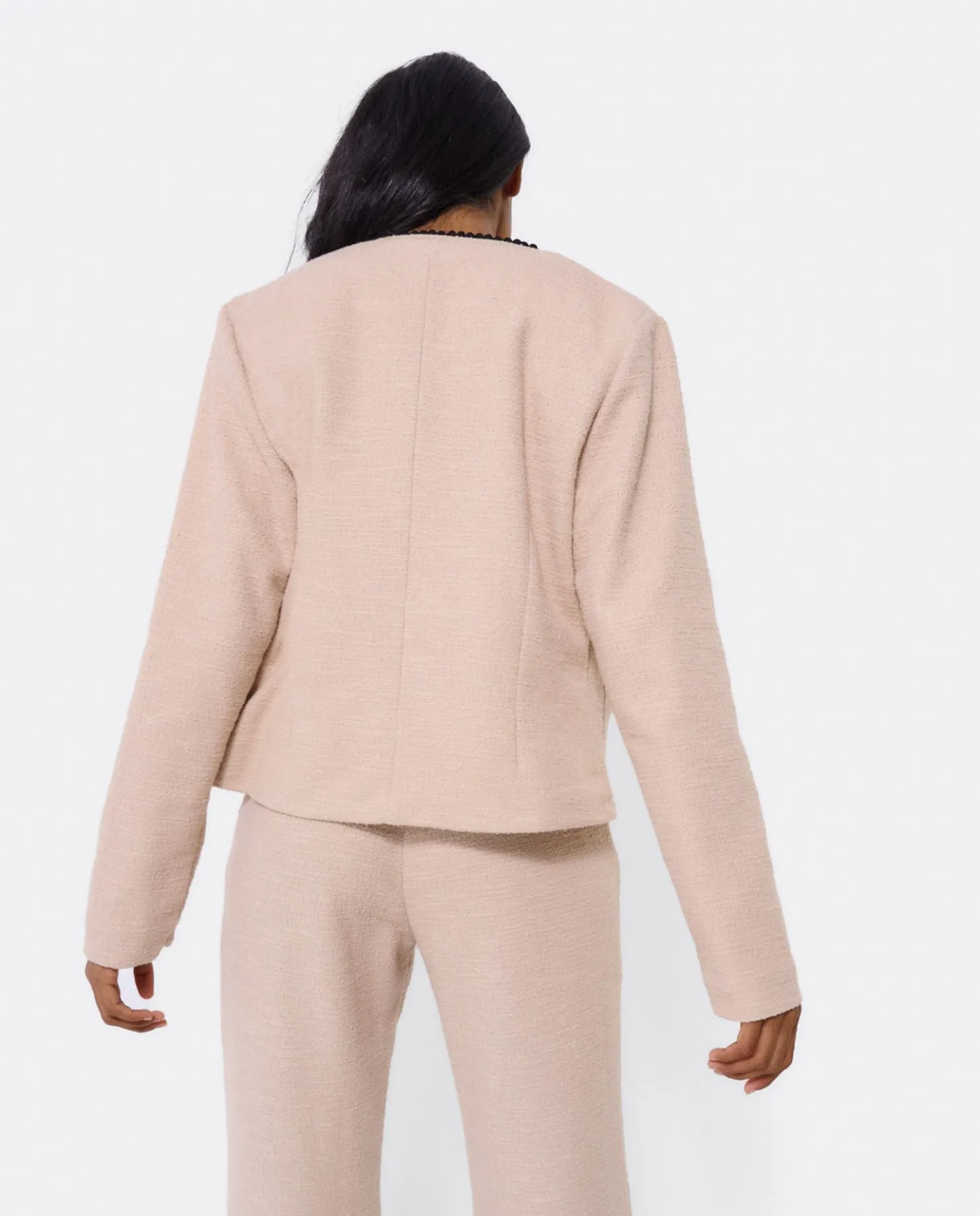 Online Cuplé Chaqueta Corta Tweed Beig