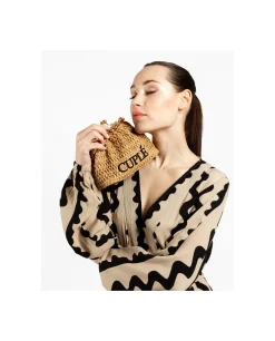 Clearance Cuplé Clutch Rafia Beig