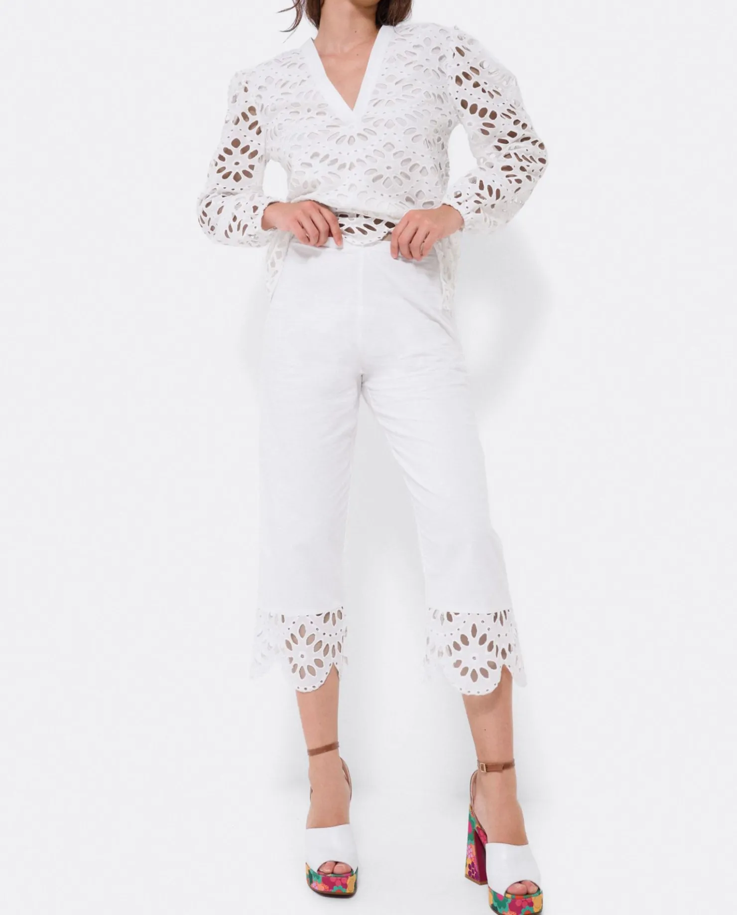 Hot Cuplé Pantalon Bajo Guipur Algodon Blanco