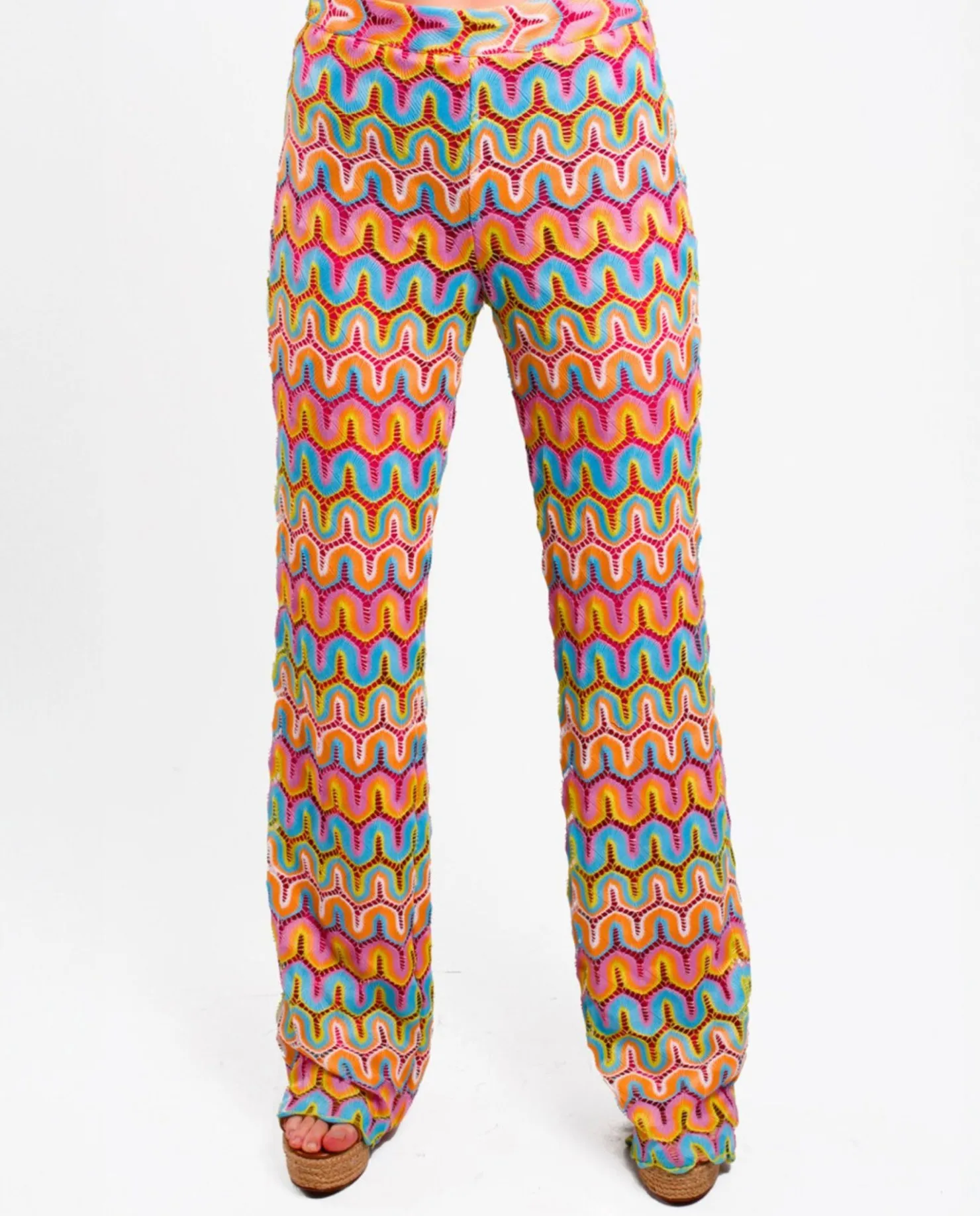Discount Cuplé Pantalon Campana Crochet Multicolor