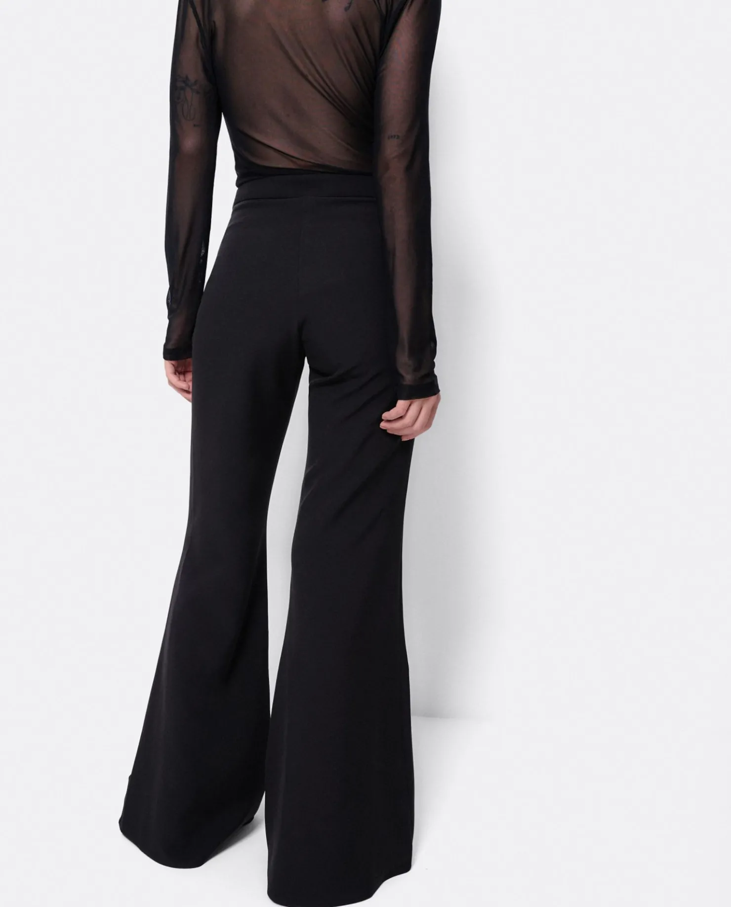 Cuplé Pantalon Campana Doble Tela Negro