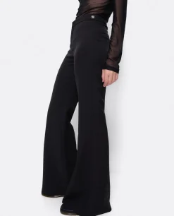 Cuplé Pantalon Campana Doble Tela Negro