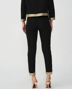 Online Cuplé Pantalon Crep Negro Lentejuelas