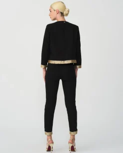 Online Cuplé Pantalon Crep Negro Lentejuelas