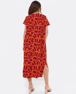 Clearance Cuplé Vestido Bolsillos Algodon Estampado Jirafa