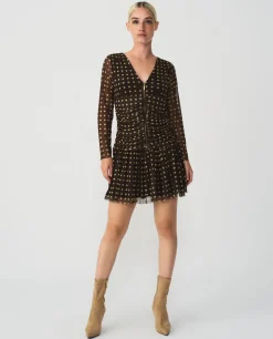 Cuplé Vestido Drapeado Tul Lunares Marron
